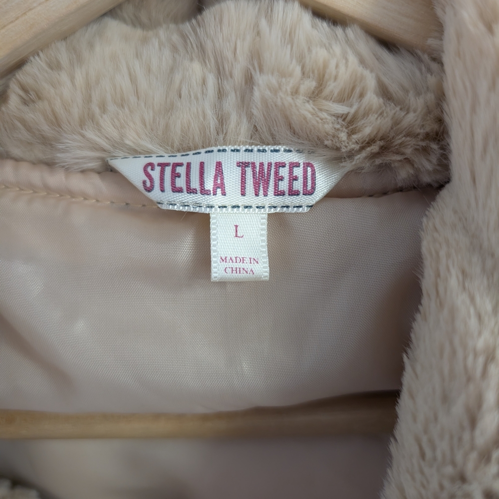 Stella Tweed Tan Faux Fur Jacket - Picture 3 of 5